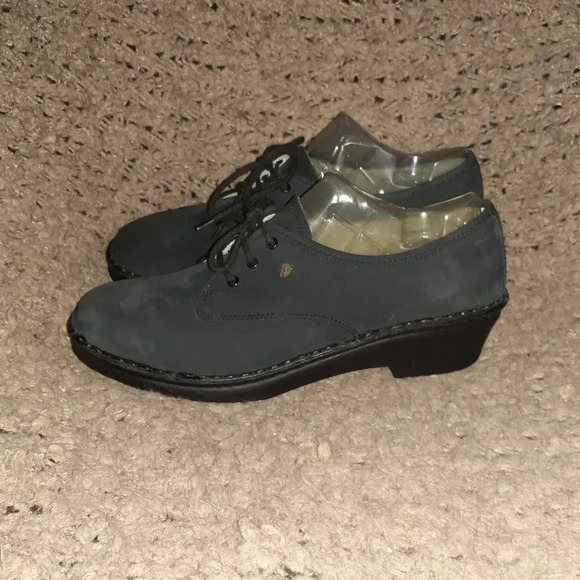 FINN COMFORT-Black Nubuck Loafers-Lace-Up-Wedge Heel-Size 6 UK-8 US-Near Mint - Picture 2 of 8